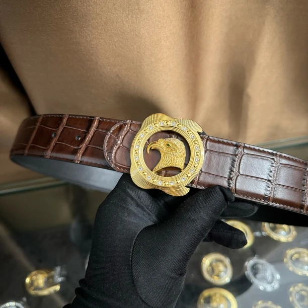 史蒂芬新款百搭男士皮带高档休闲老鹰头牛皮腰带青中老年时尚商务
