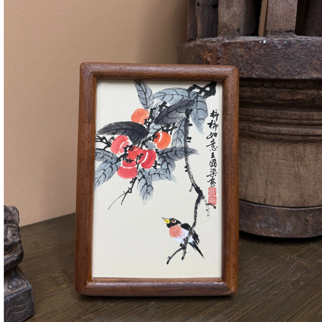 《柿柿如意》12×17花鸟装饰画