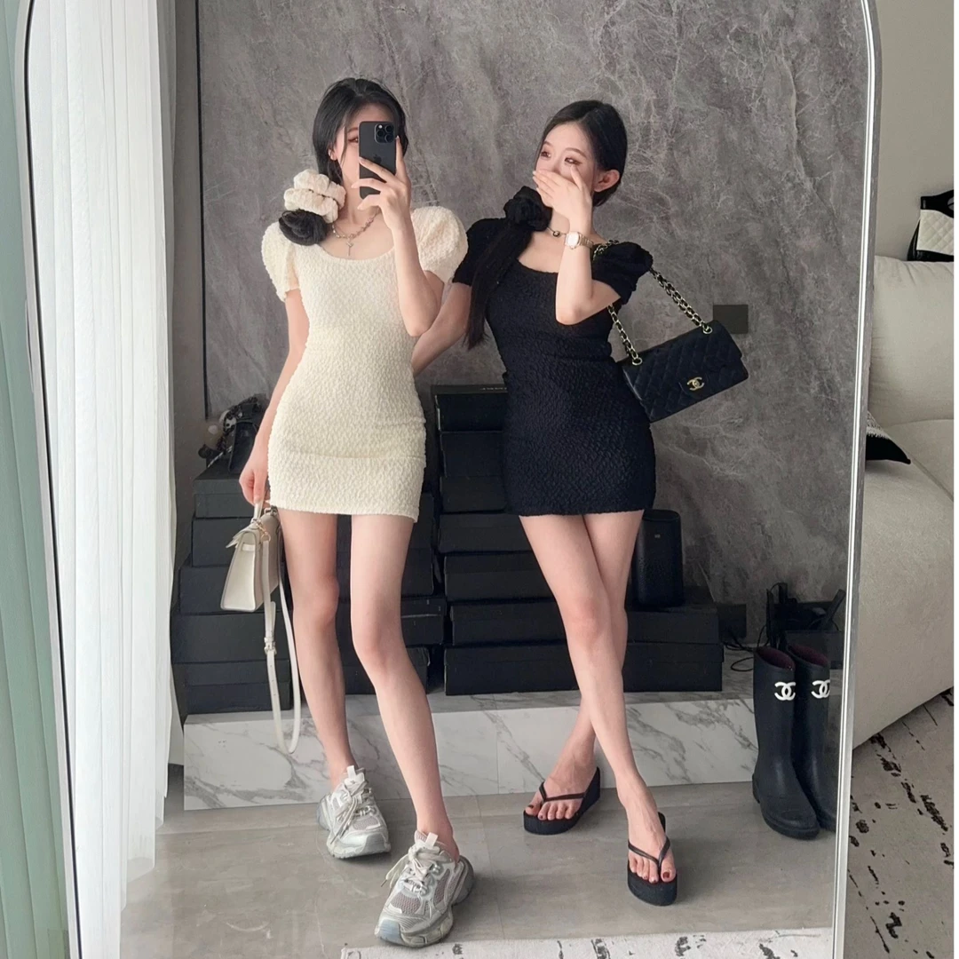 【洛可可梦境】辣妹泡泡袖纯欲连衣裙