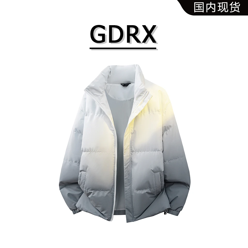 GDRX潮流男装立领渐变棉服上衣冬季新款加厚宽松休闲百搭棉衣外套