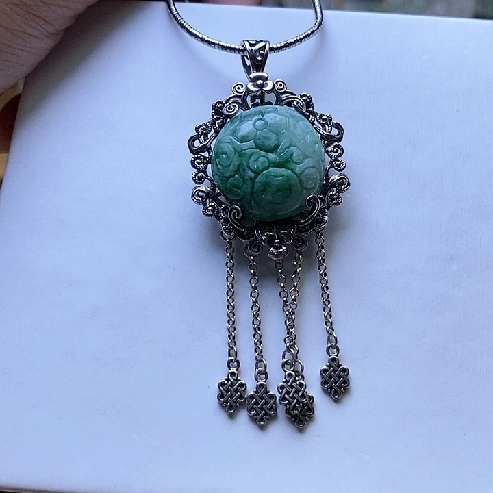 翡翠吊坠(赠链)银S925镶嵌一套项圈赠予53