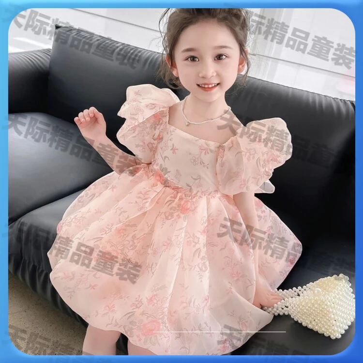 湖州童装童夏季连衣裙洋气儿童泡泡袖公主裙宝宝生日礼服裙子