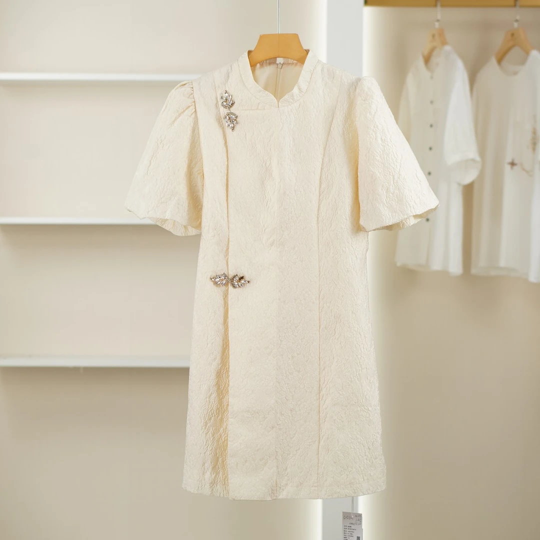 麦迪尚品【安】5051661 新中式泡泡袖连衣裙夏季女装专柜撤柜正品