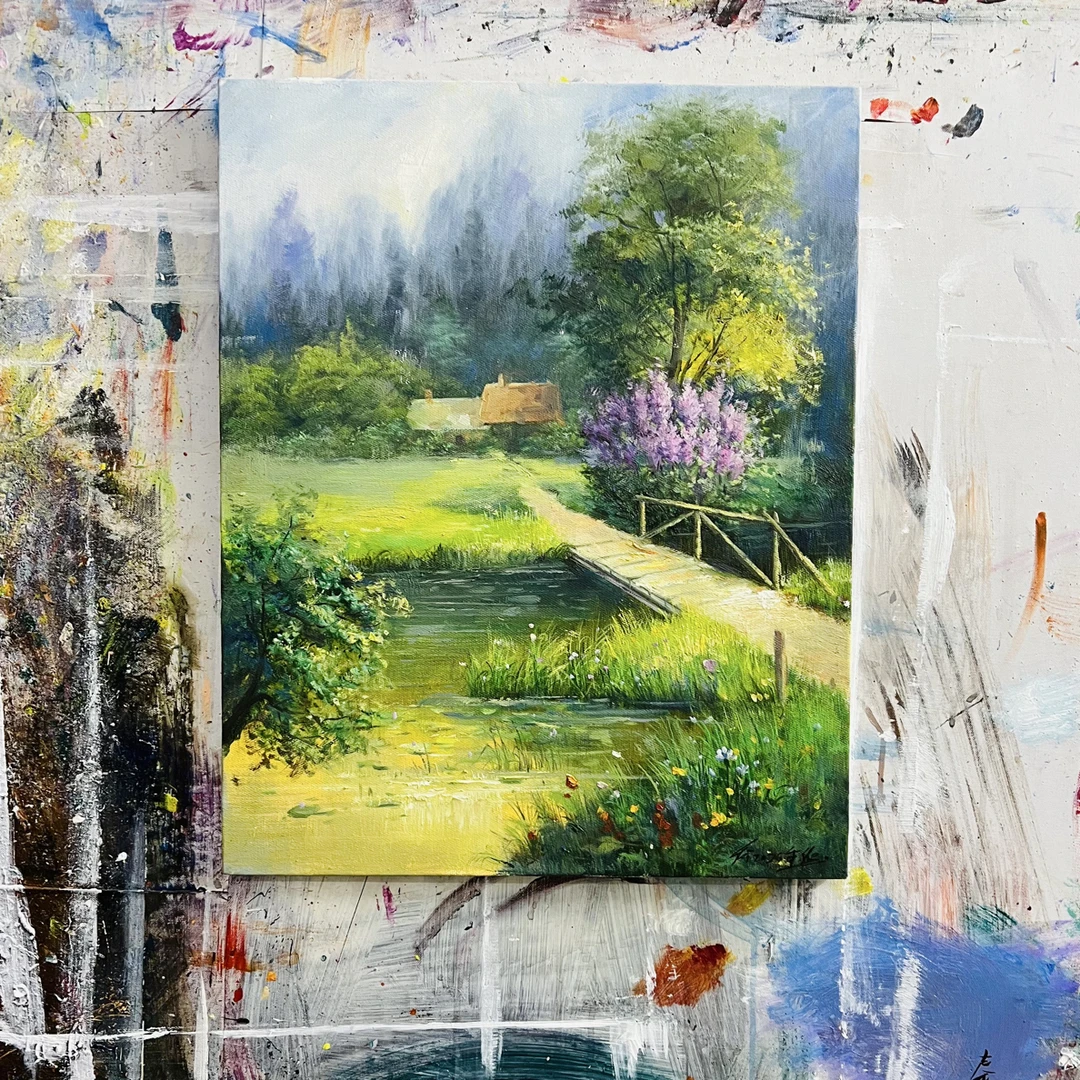 林间小屋挂画现代装饰画不含内框尺寸
