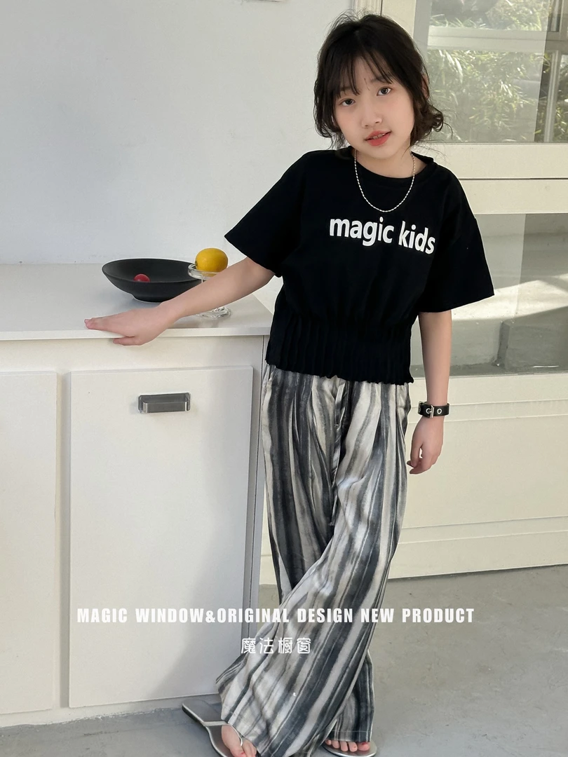 62267水墨画长裤女童童装时尚休闲裤洋气大童