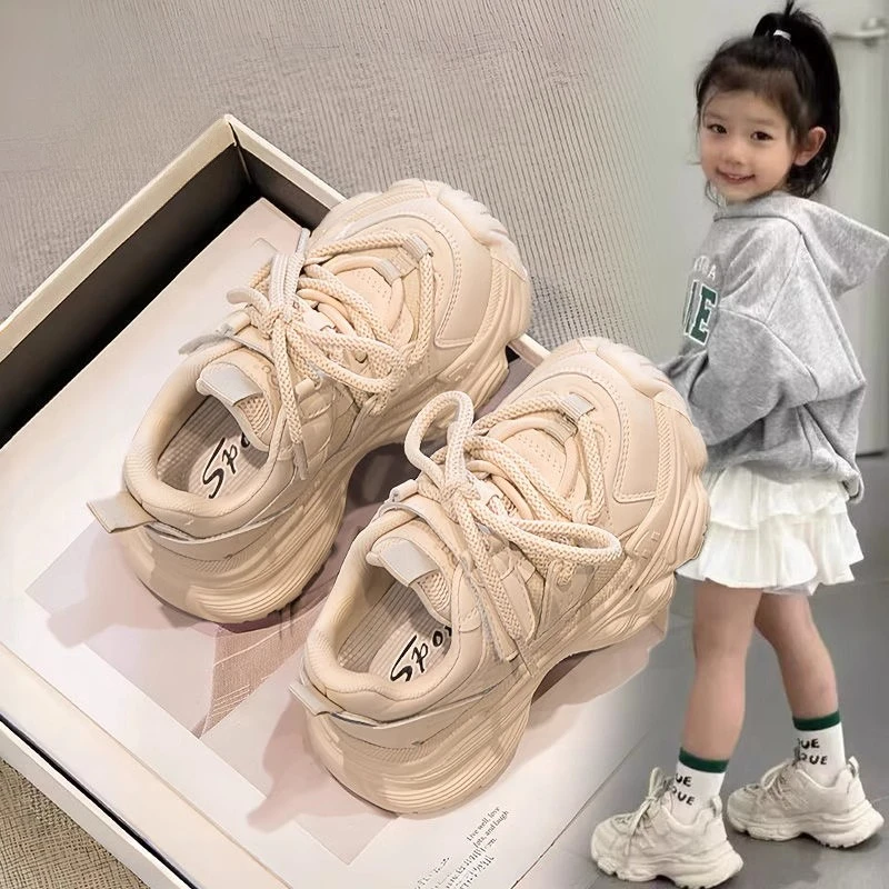 ABCYEEF女童鞋子运动鞋2024新款小白鞋中大童女孩休闲白色老爹鞋