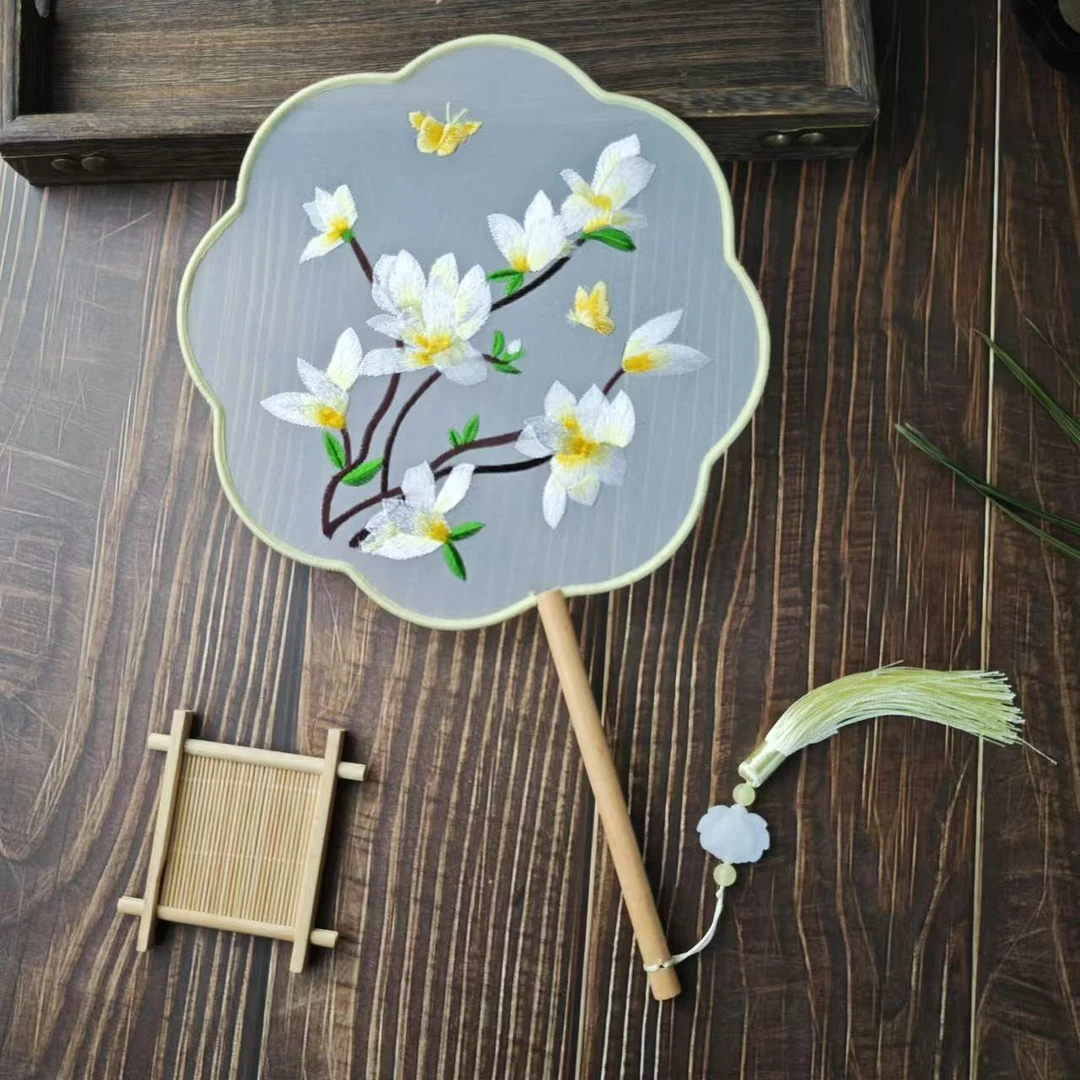 【八瓣金玉兰98】苏绣团扇古风刺绣扇子1