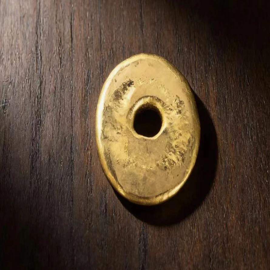 金色圆形圆锭创意摆件 实心