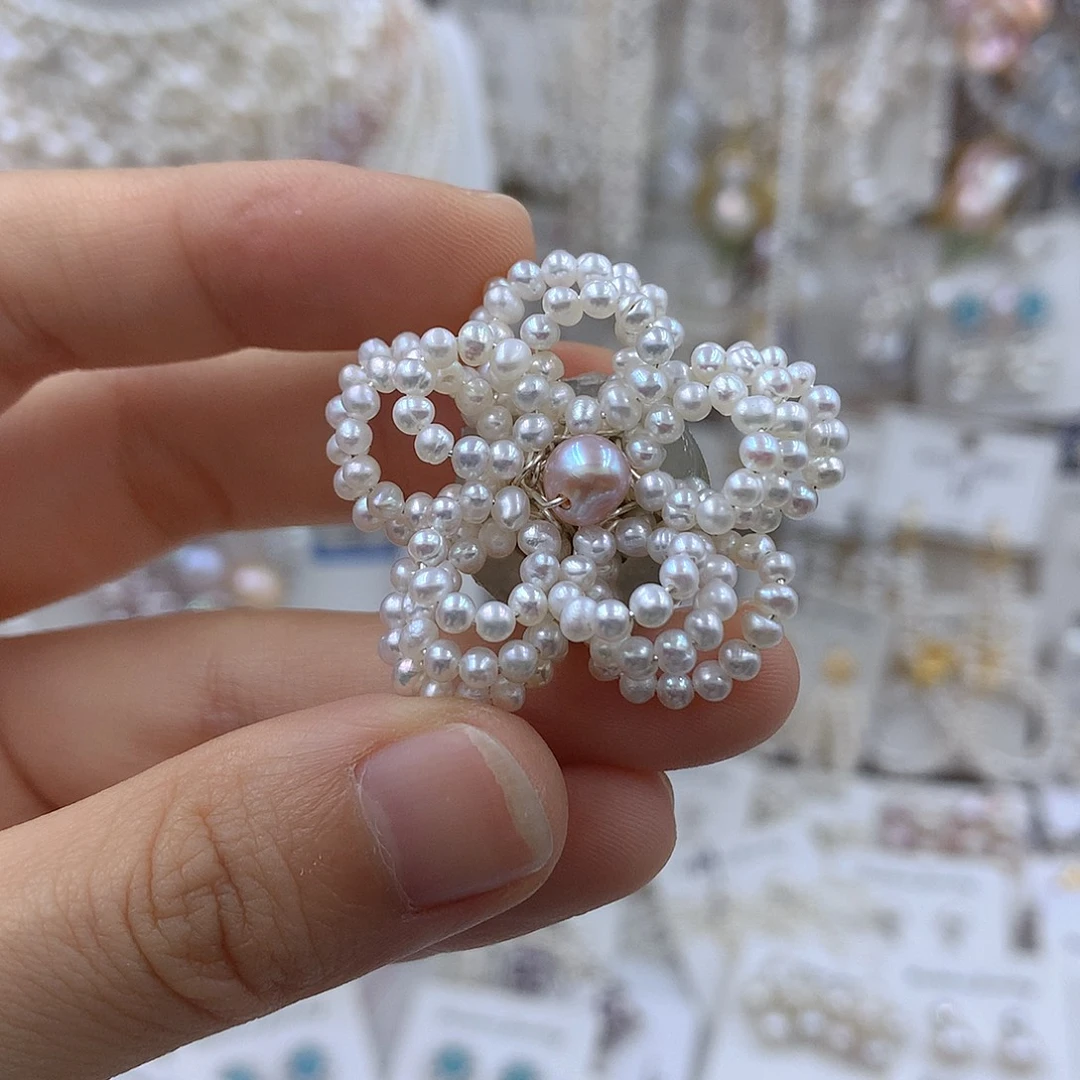 淡水珍珠项链耳饰银S925镶嵌