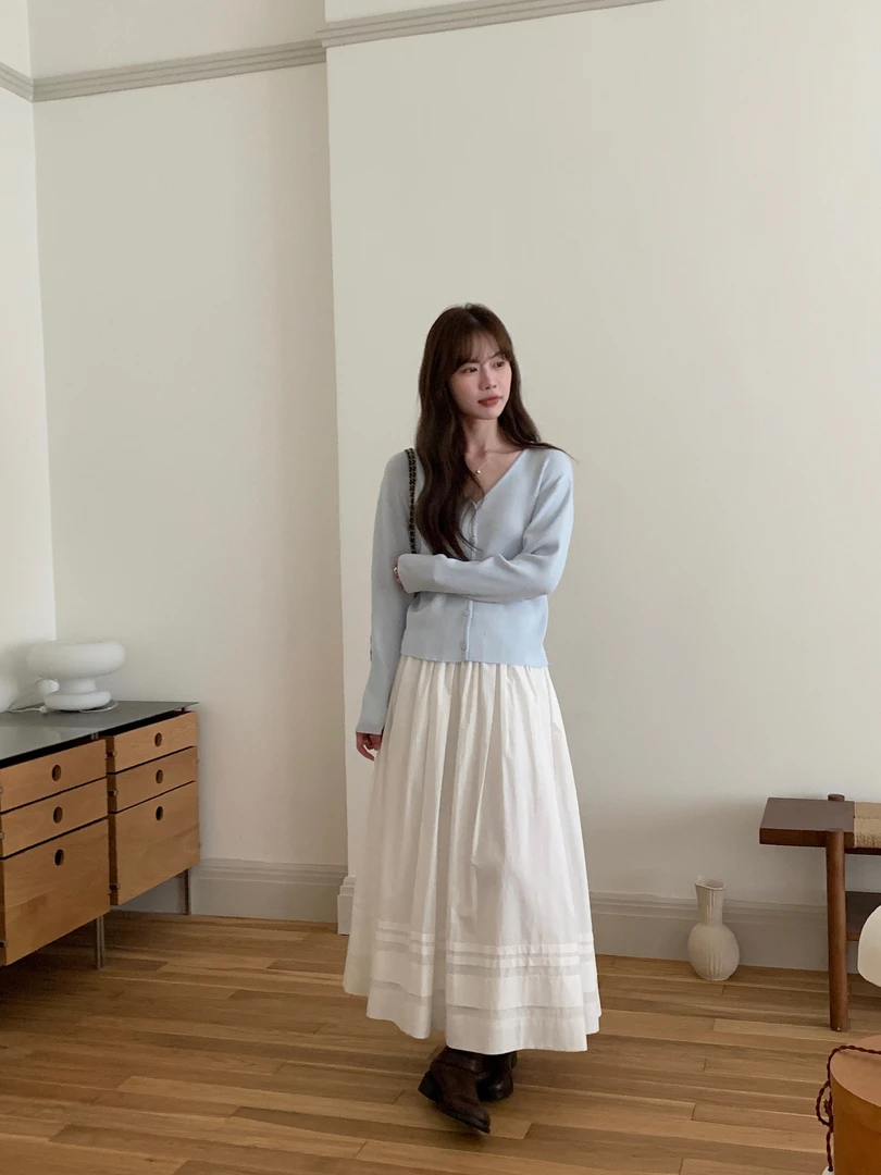 6208 韩系简约温柔减龄半身裙（裙长86，有内衬）  vvs