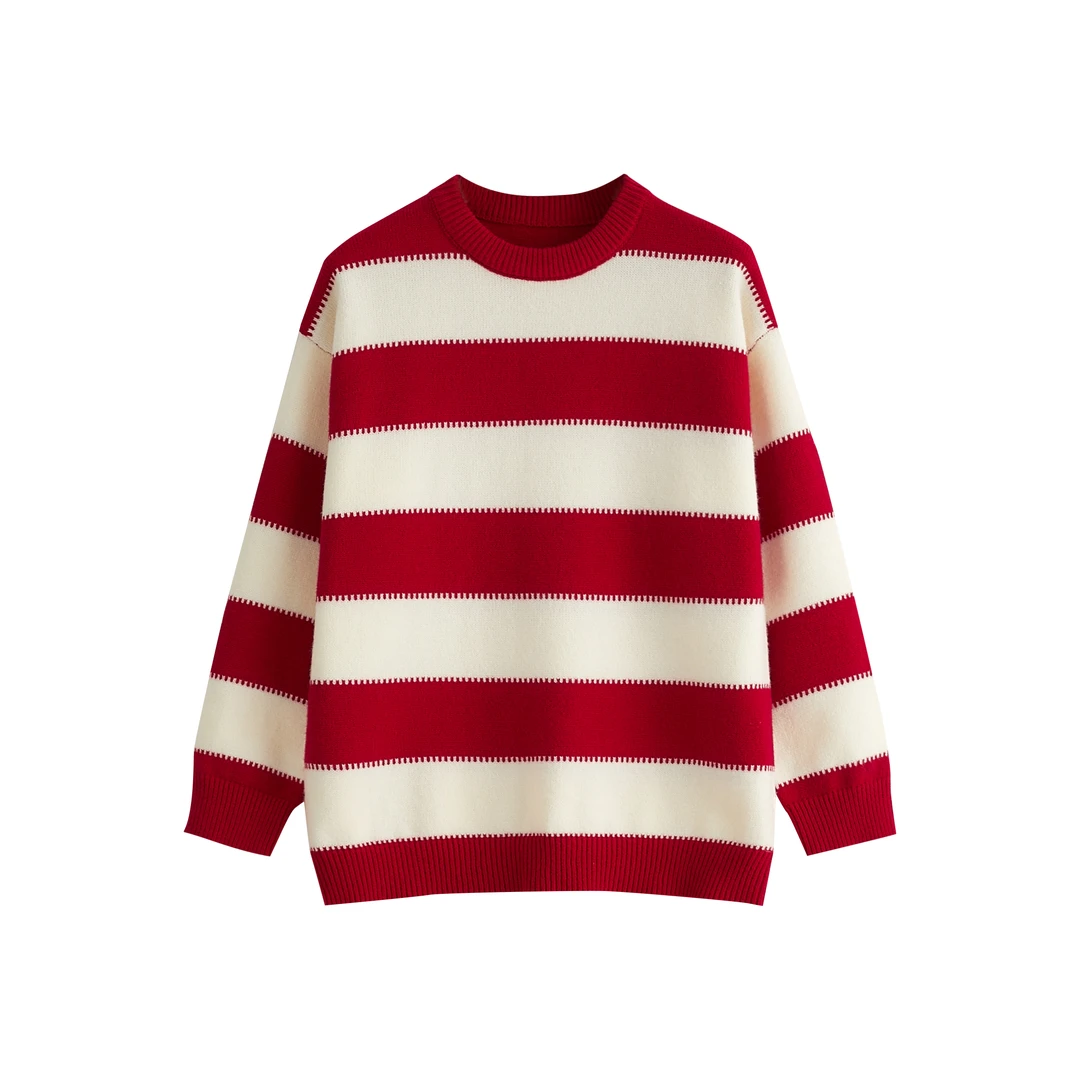 【Double】孕妇针织衫冬季女毛衣慵懒风毛衫秋冬撞色套头衫宽松打底