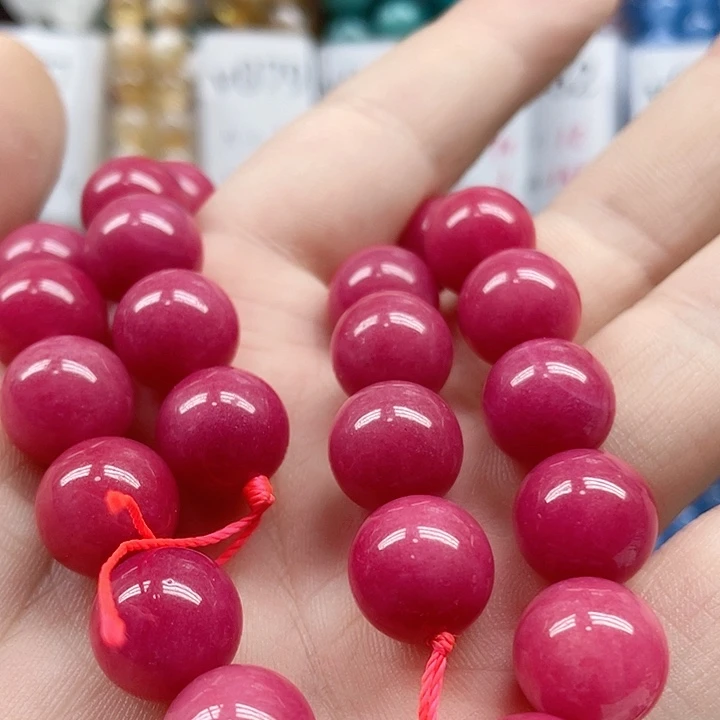 未镶嵌玛瑙/玉髓珠宝半成品红纹12mm一条