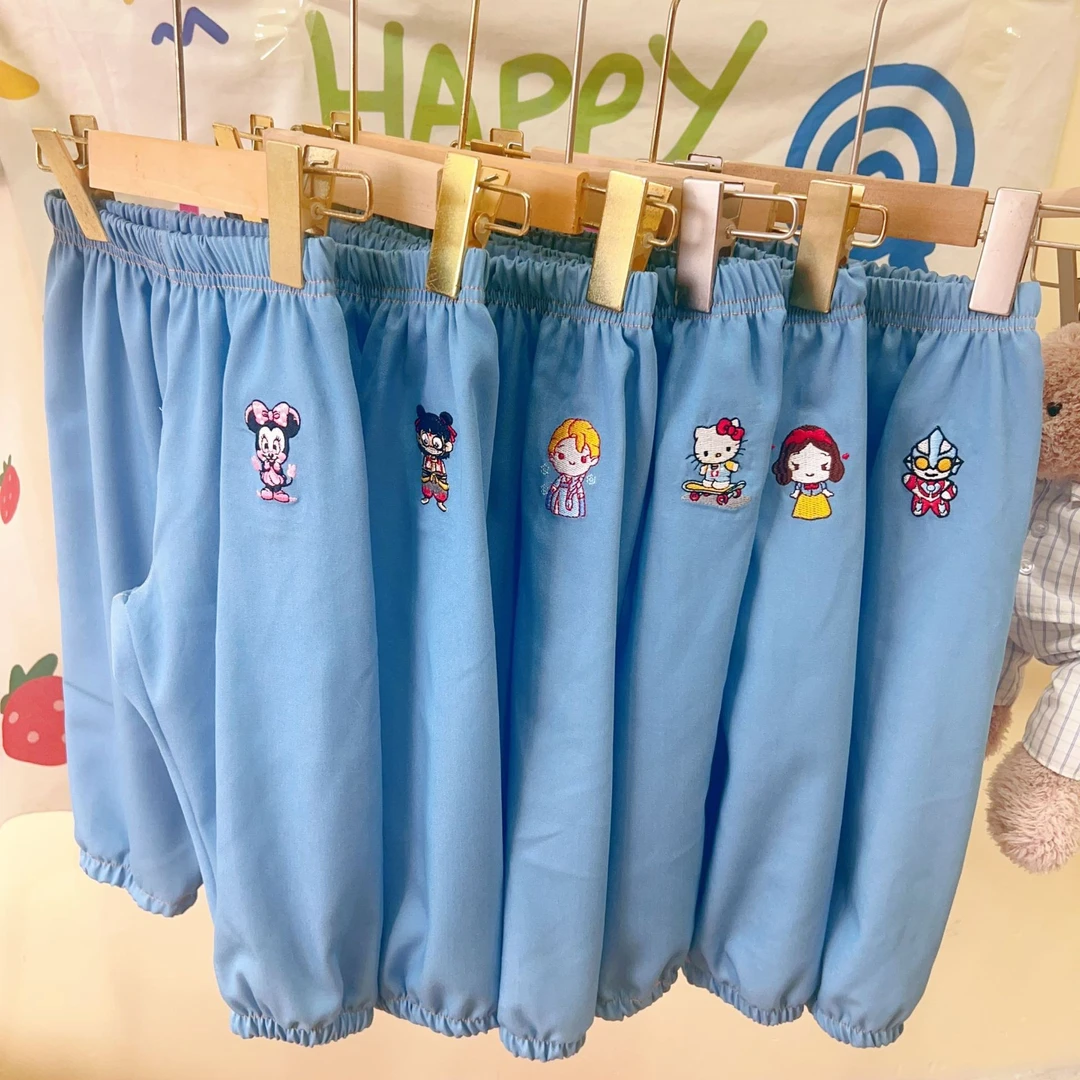 儿童外穿小童女童卡通男童天丝牛仔裤裤子防蚊裤薄款夏季休闲裤