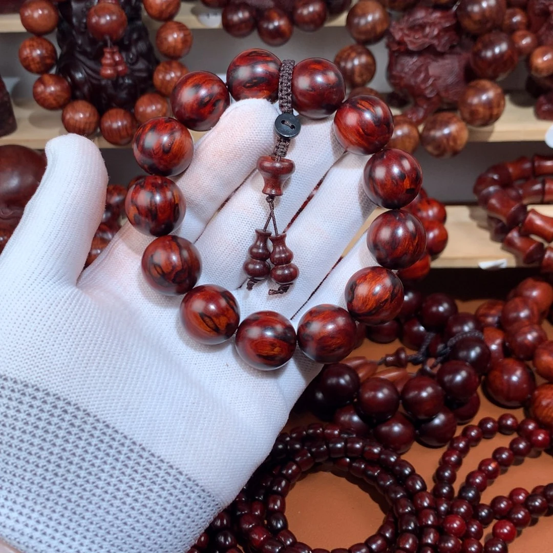 染料紫檀（血檀）1.8泥料芝麻花-火焰纹