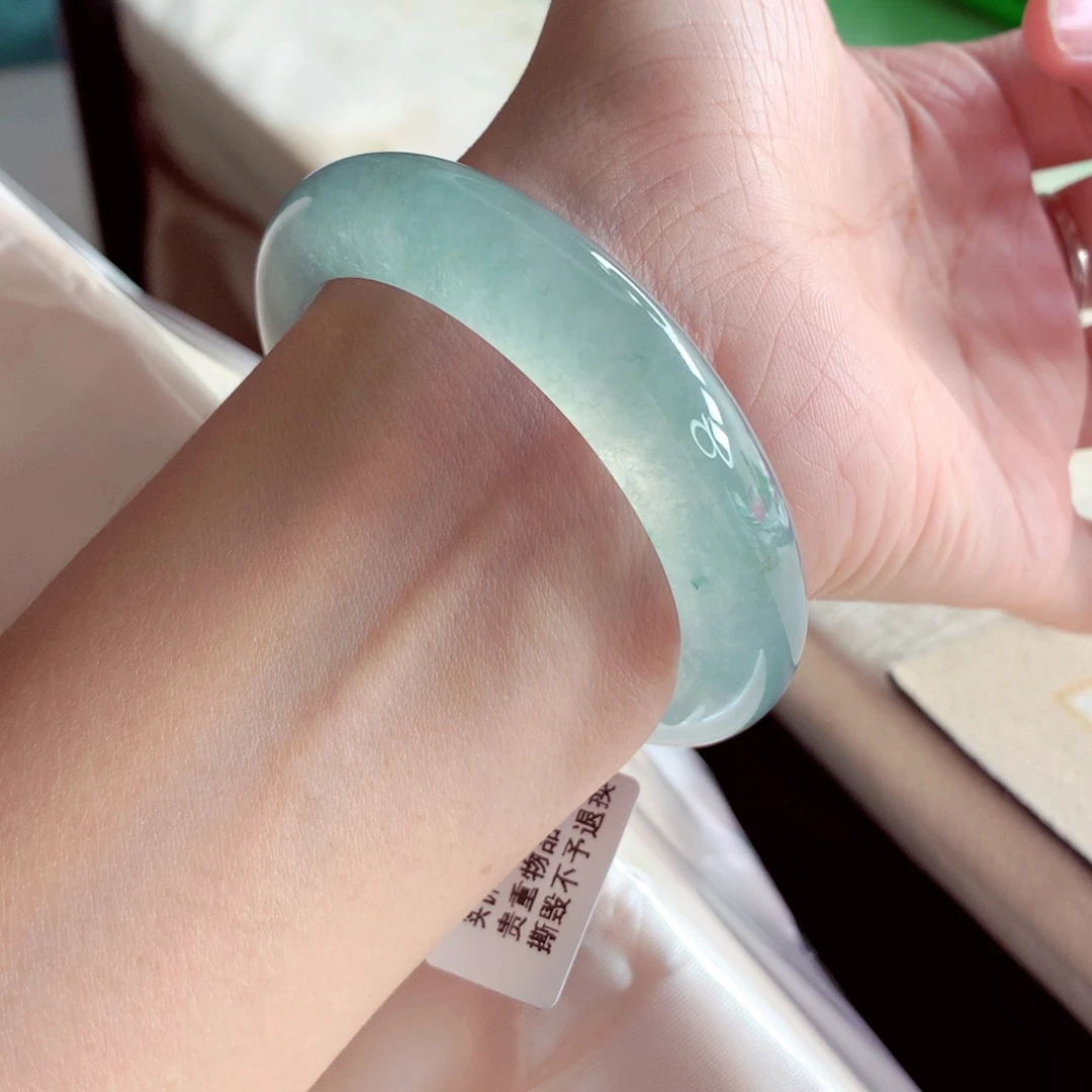 翡翠未镶嵌手镯52.8高冰炸光冰晴毕业小手福利A
