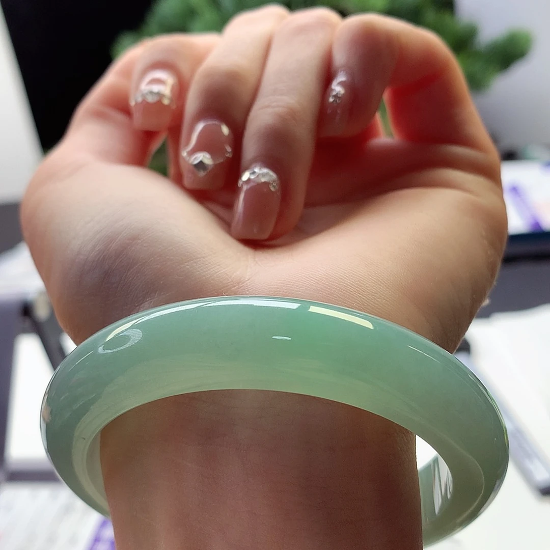 翡翠手镯未镶嵌天然翡翠56-57满果绿甜果绿