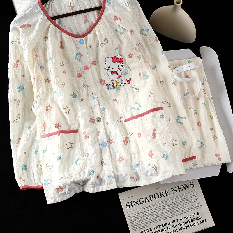 DR【泡泡棉皱布-春夏薄款】月子服产后孕妇哺乳睡衣产妇家居哺乳衣
