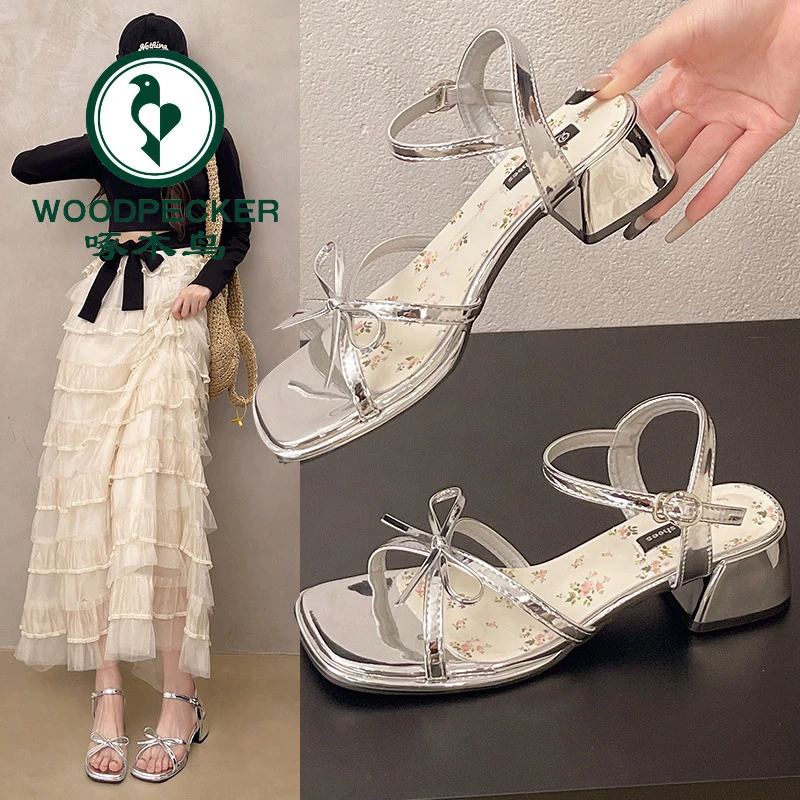 啄木鸟凉鞋女款2025新款夏季超火绝美百搭不累脚外穿配裙子高跟鞋