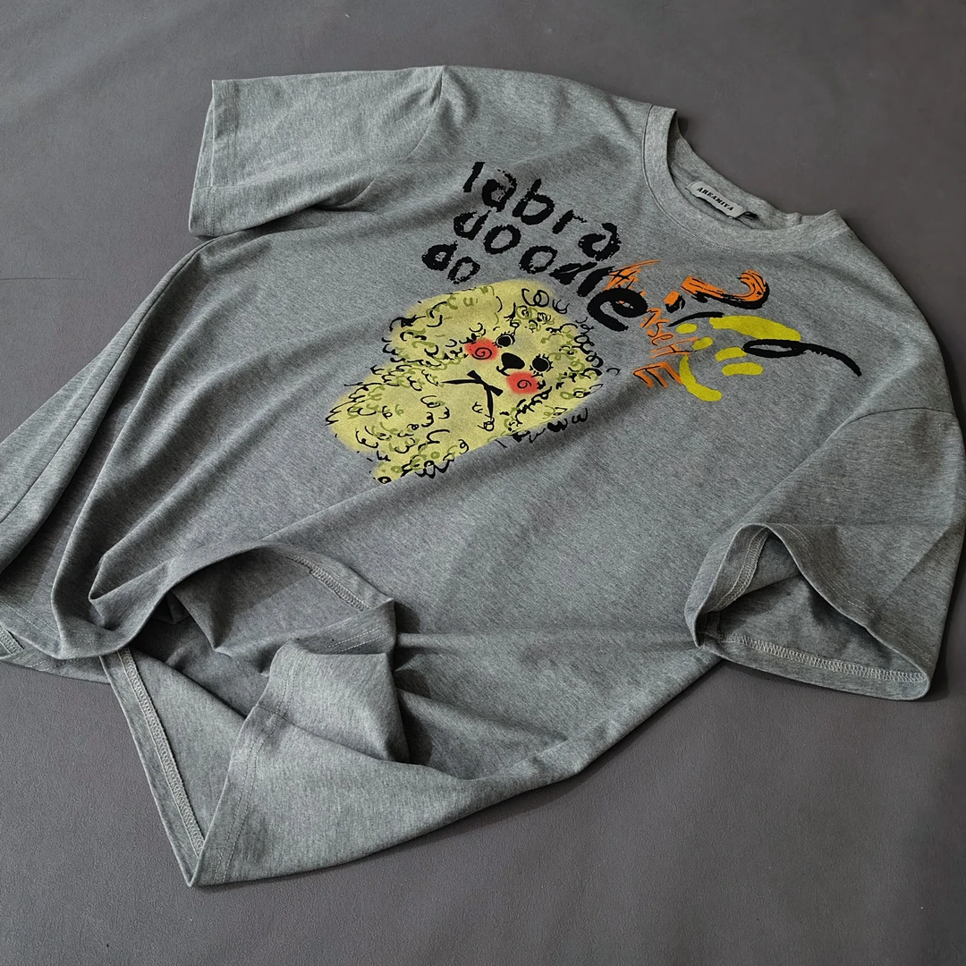 【卷毛小狗】甜美可爱卷毛小狗印花字母圆领T恤CP208