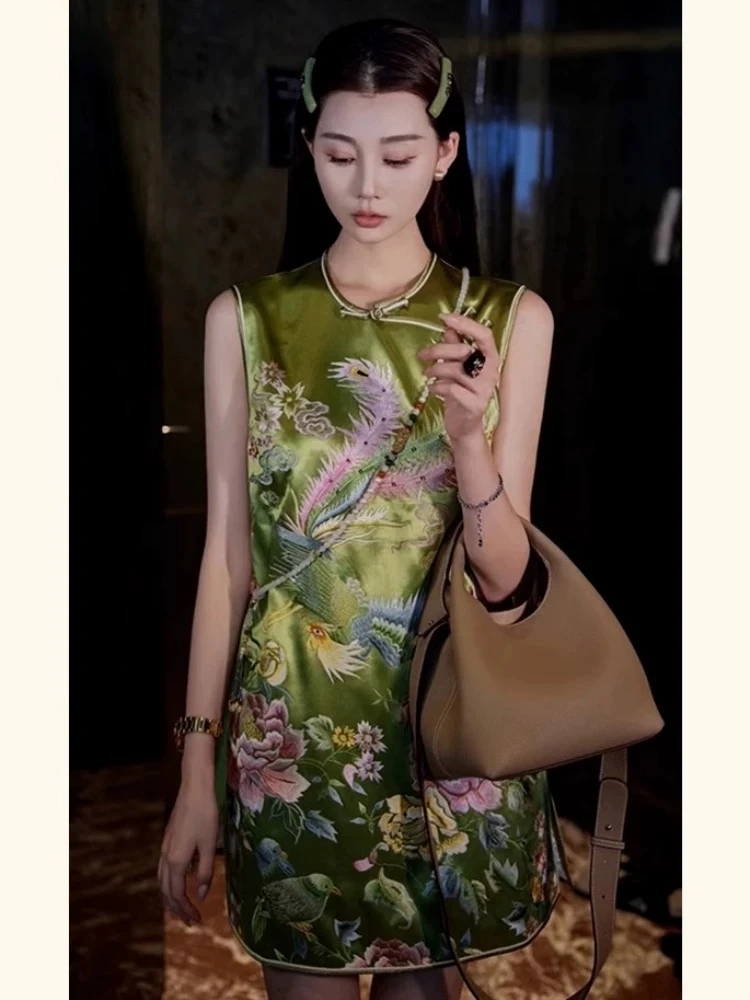 小个子年轻少女款高端气质新中式中国风重工高贵改良旗袍连衣裙夏