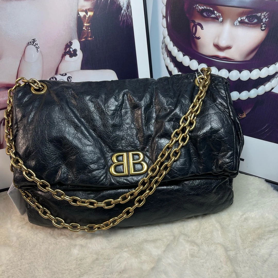 99新 Balenciaga/巴黎世家 金扣monaco中号单肩包