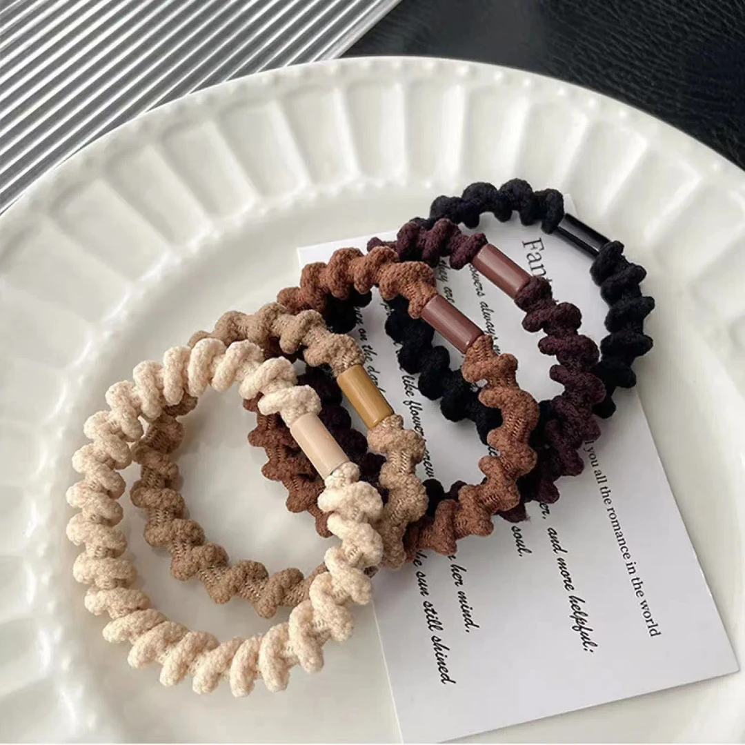 2024时尚波浪发圈头绳女生扎头发皮筋高弹力耐用简约马尾发饰