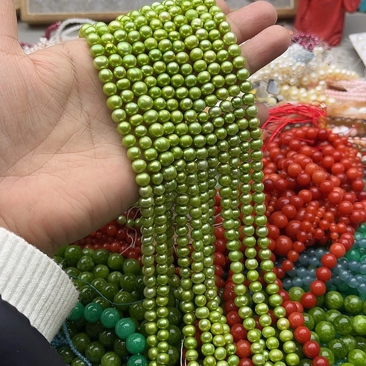 玛瑙/玉髓珠宝半成品未镶嵌一条6mm左右珍珠