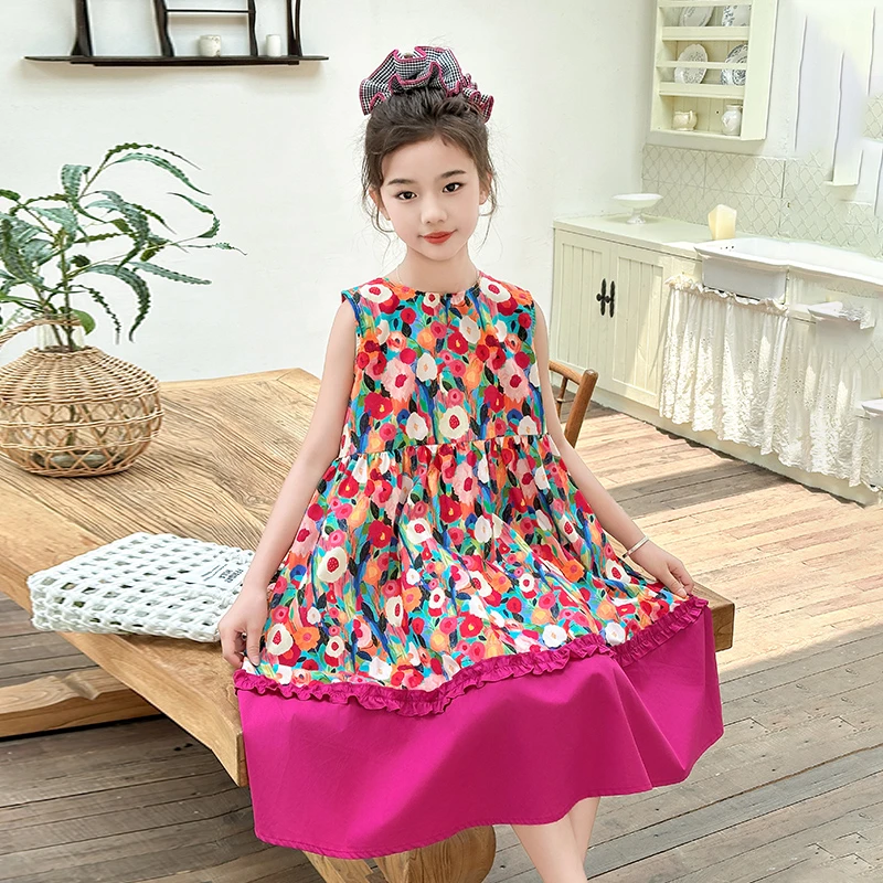 【纯棉】女童碎花连衣裙夏季新款韩版中大童吊带公主裙女孩夏装裙子