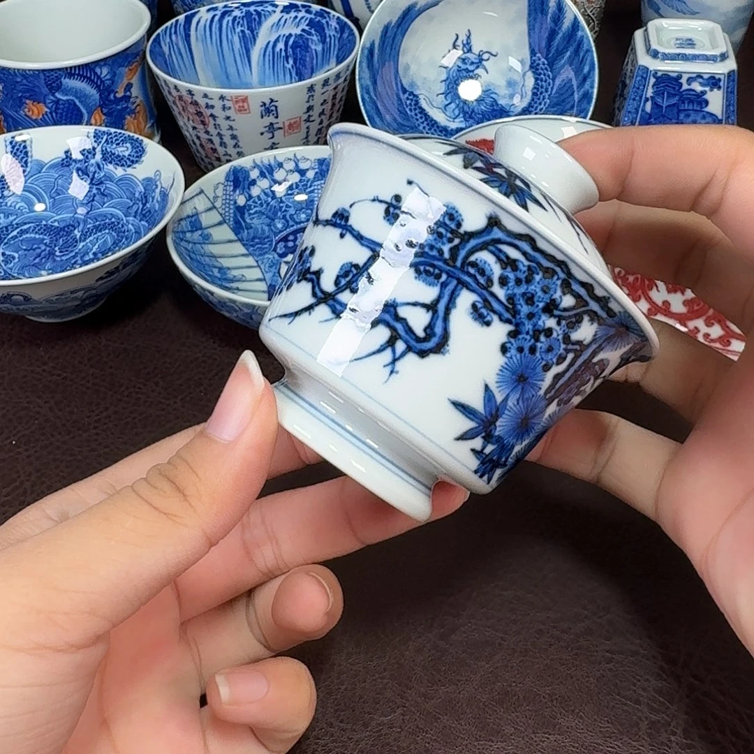 现代景德镇陶瓷盖碗