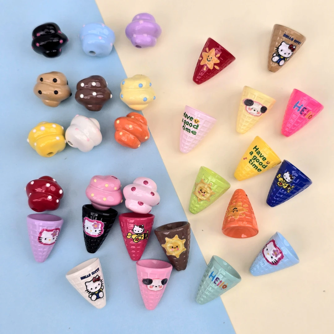 禾子亚克力~卡16粑粑珠手绘造型饰品散串珠手机链diy手工材料配件