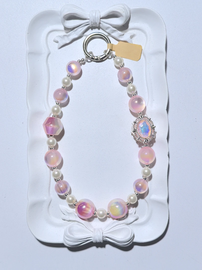 【‌粉色串珠】手机挂链-3