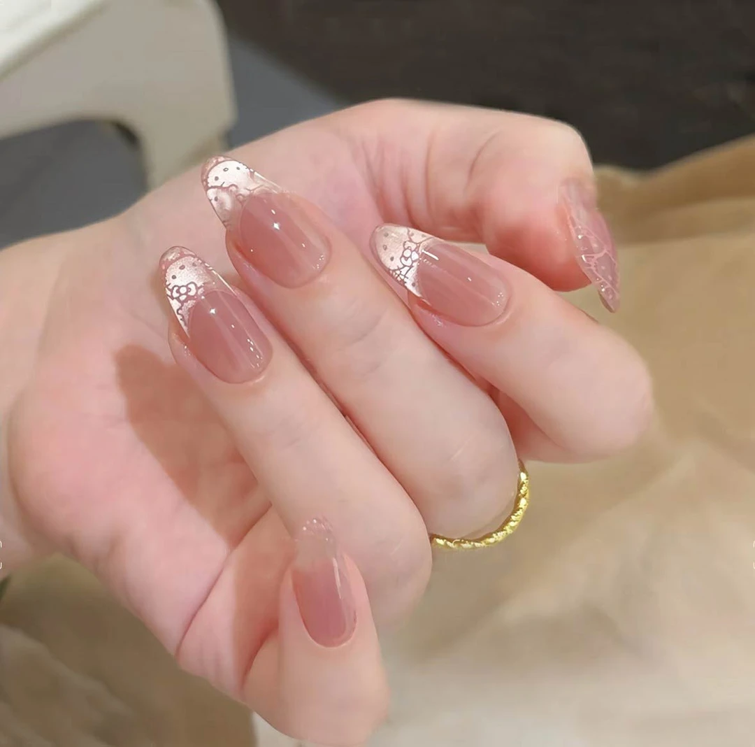 【哈喽Kitty-金色】可爱猫咪卡通纯手工显白冰透猫眼美甲穿戴甲贴片