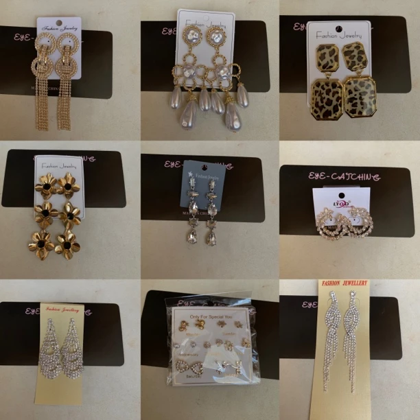 铜合金亚克力耳饰 ins风耳环甜美精致时尚简约可爱金色欧美精美