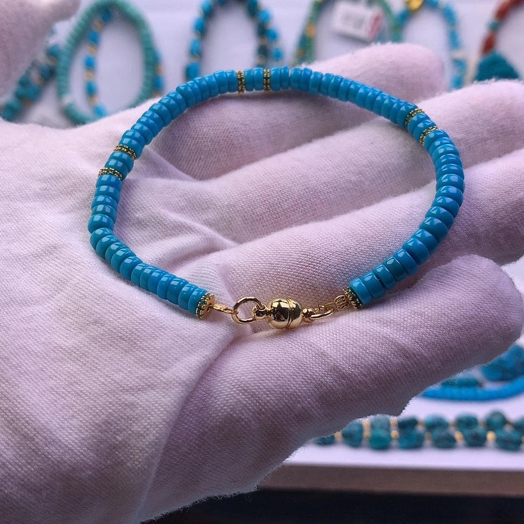 绿松石未镶嵌直切手串4+