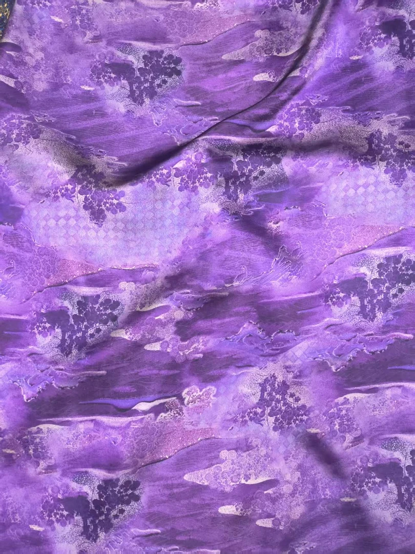 皮子 紫色田园  布头 高清数码印花
