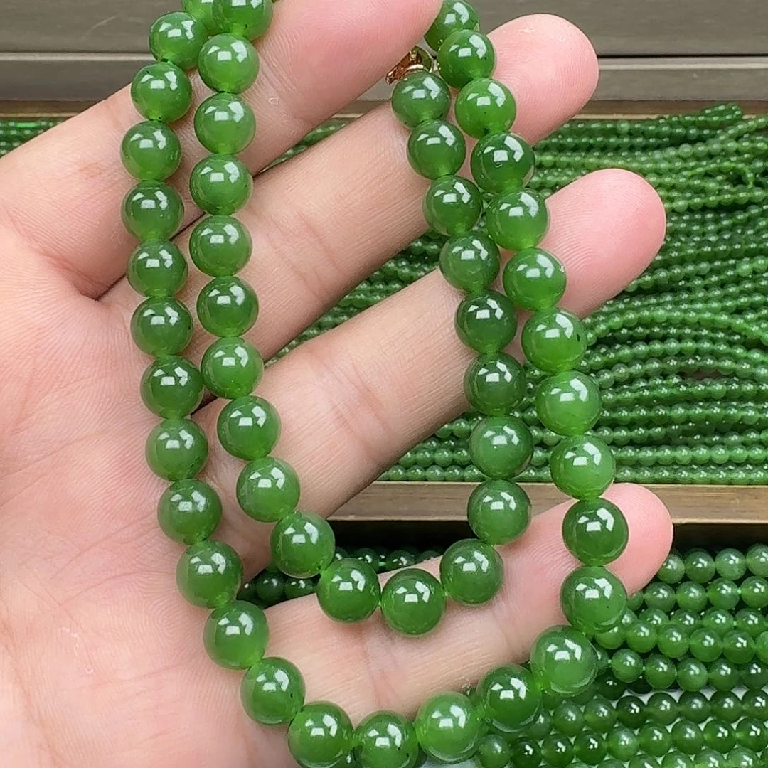 和田玉（碧玉）未镶嵌颈饰碧玉冰阳绿卡8项链 买一发一