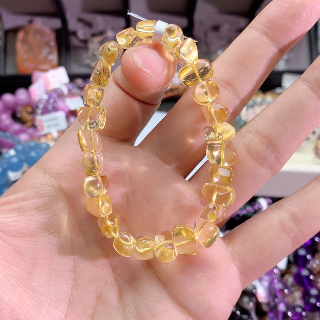 水晶手串未镶嵌啤***多黄水晶随行手链