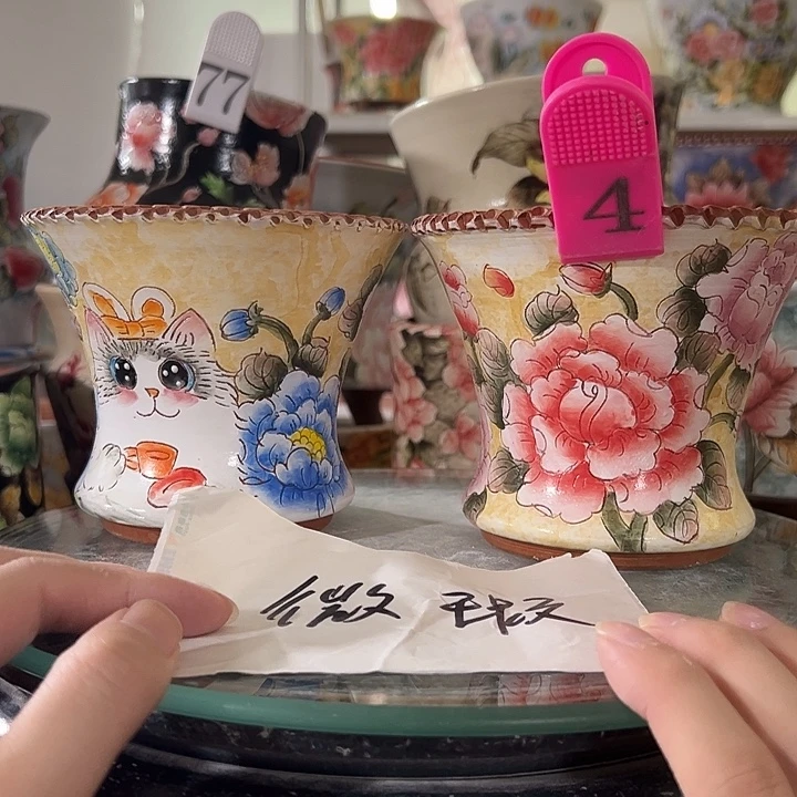景德镇幸运花盆手绘韩式花盆