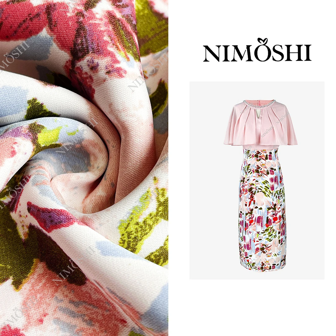 NIMOSHI莎莎 荷叶边通勤圆领短袖宽松型雪纺衫度假风连衣裙Q2015