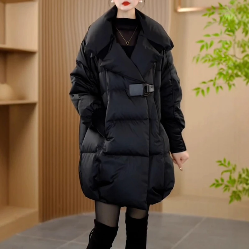 简约保暖妈妈装日常小众设计棉服女装2025冬季棉服中长款显瘦翻领