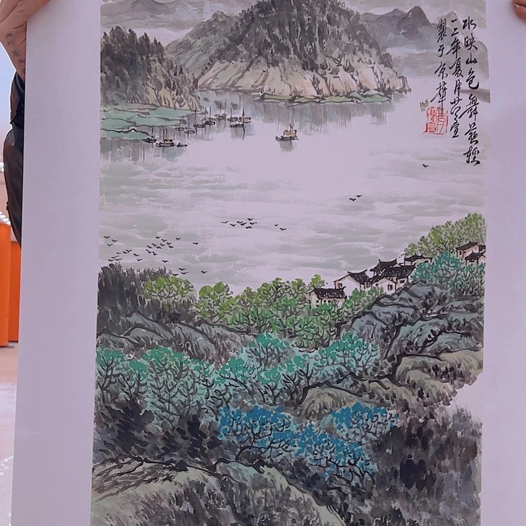 国画李庆宣老师原作证件合影视频授权