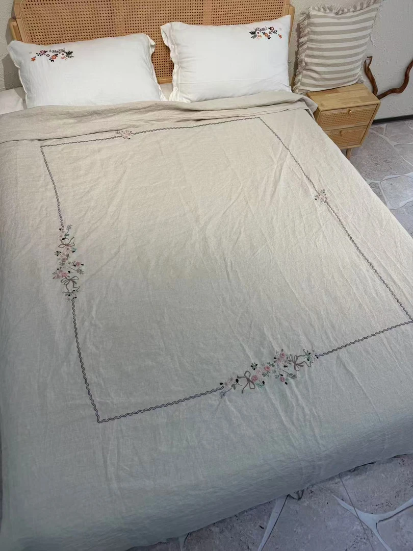 【麻先森-单雨露手绣四件套-花开】gc