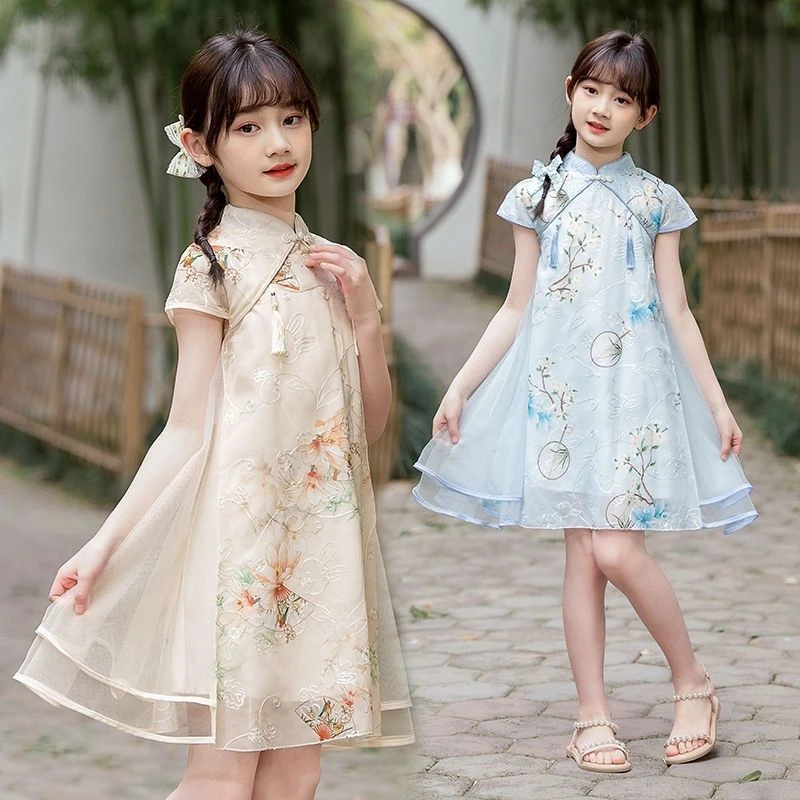 【思晨家】女童夏季连衣裙2025新款中国风女孩汉服夏款旗袍裙公主裙