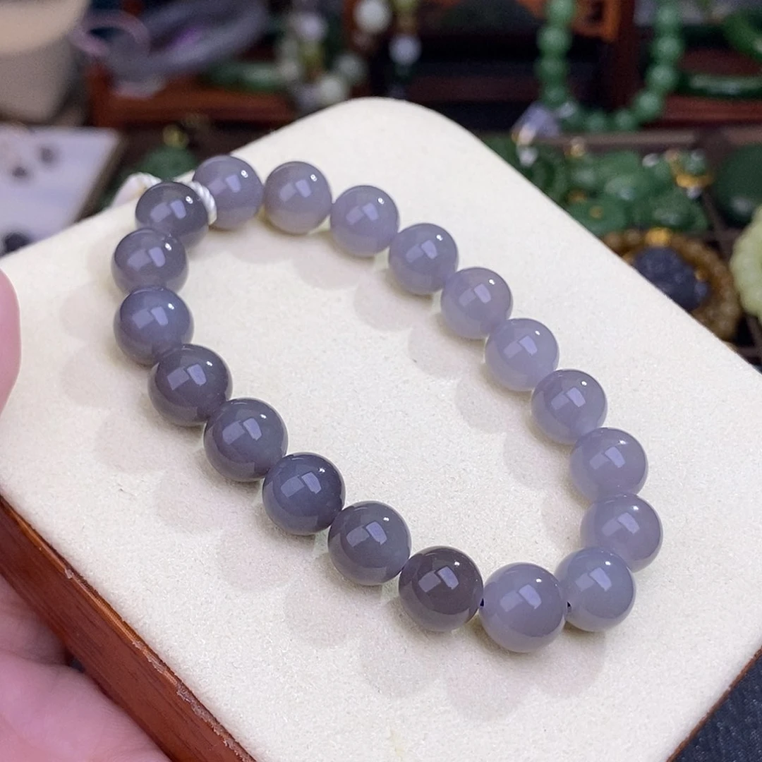 和田玉烟紫手链清货价约10未镶嵌