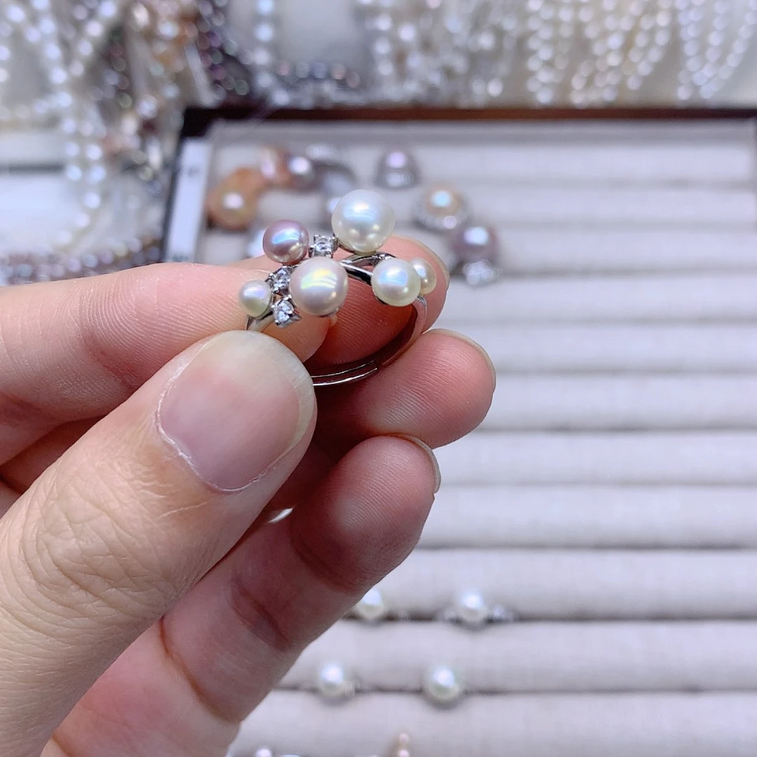 【闪购商品】银S925镶嵌戒指淡水珍珠