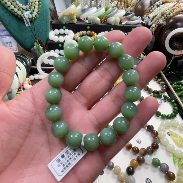 手链未镶嵌和田玉碧玉粉绿卡12