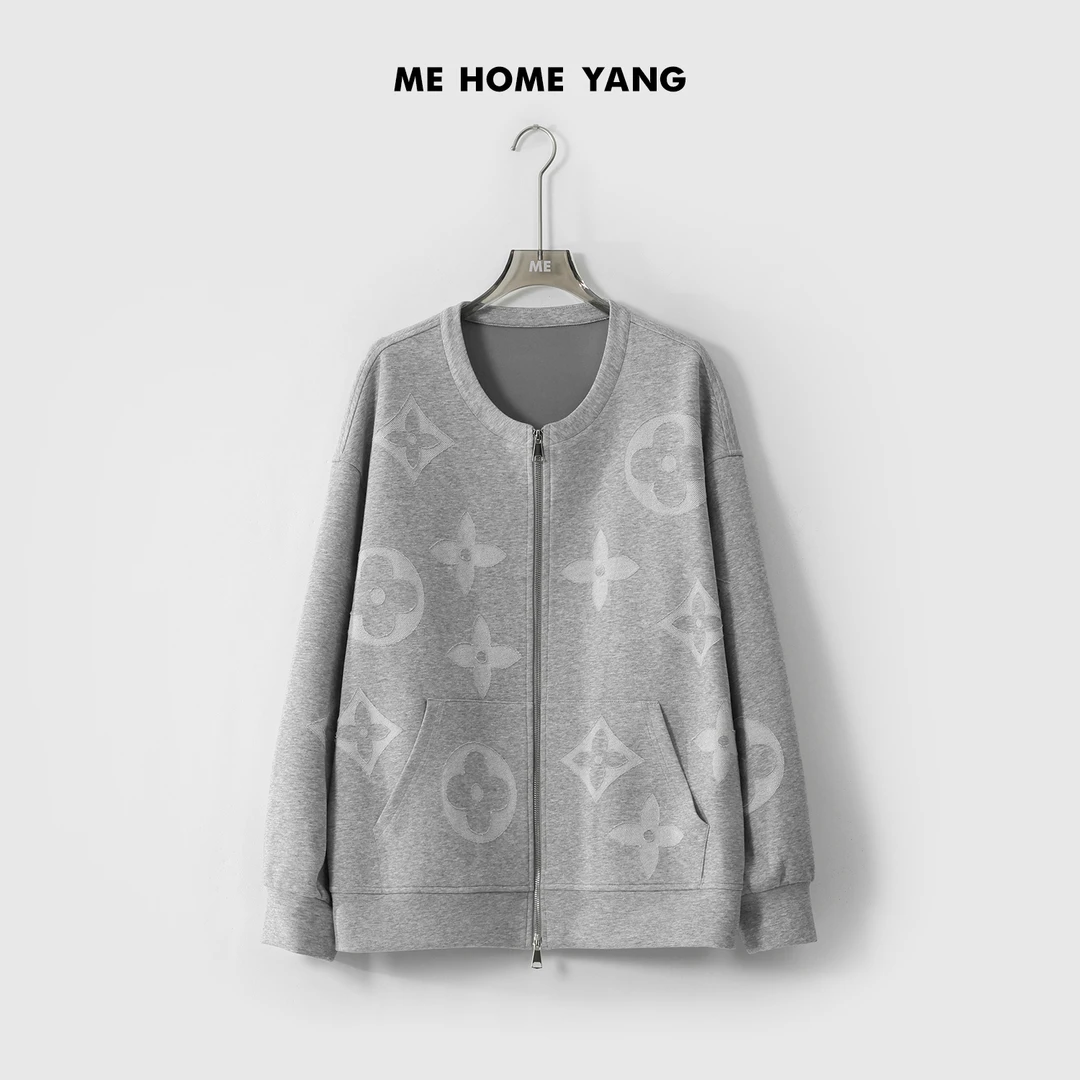 ME【四叶花卫衣外套】棉混纺奢牌感时尚百搭宽松一手长外套MESS1223