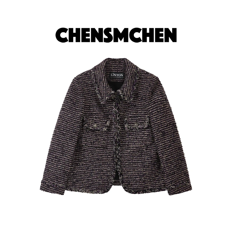 CHENSMCHEN 进口LINTON粗花呢小香外套女精致优雅上衣CSW8503TT