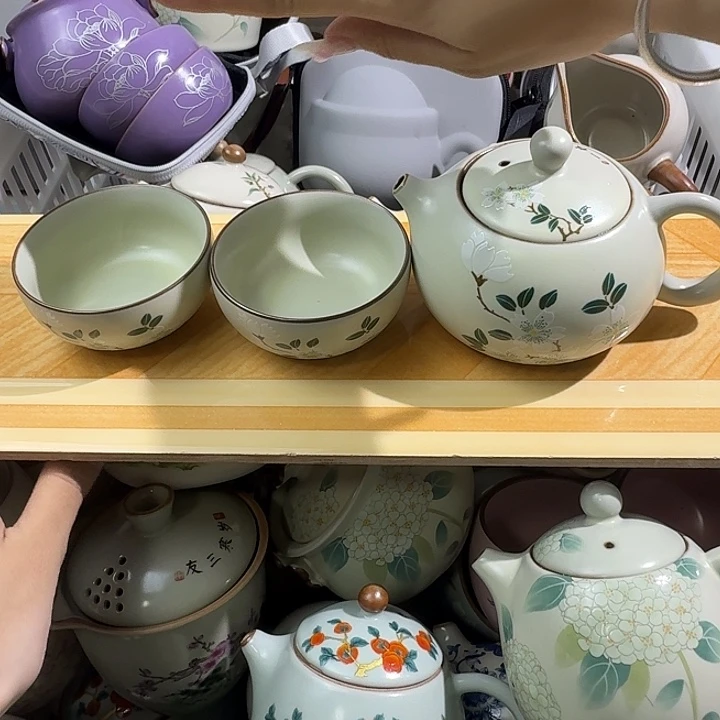汝窑山茶花西施一壶二杯