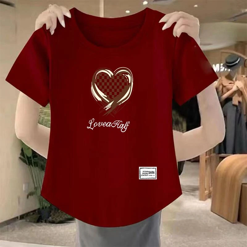 白色新款短袖T恤女时尚百搭宽松显瘦洋气大码圆领打底上衣ins夏季